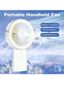 Portable Handheld Fan, 4000mAh Manual Strong Wind Fan  Portable USB Rechargeable,90° Adjustable Small Mister Fan,Personal Cooling Water Spray Fan For Men Women Travel Home Outdoor  Desktop Office Use - 白色 - 查看 2