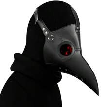 1 件深红色镜片瘟疫医生鸟嘴面具，派对/舞台表演/演出道具万圣节 - 黑色 - 查看 4