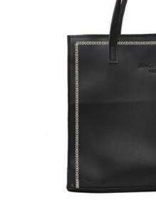 1buc geantă de mână neagră pentru femei Geantă de mână de mare capacitate, simplă, versatilă, pentru muncă, navetă, cumpărături, potrivită pentru cadouri de sărbători