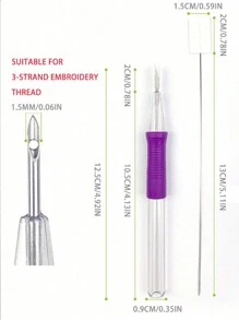 1pc Purple Embroidery Punch Needle Tool/Purple Small Gauge Grommet Needle/Stab Stitch Needle (1pc Thread Guide Included) - Purple - View 5