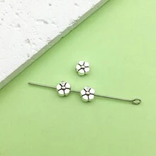 50 piezas cuentas sueltas de plata antigua de la aleación con tapas de cuentas de metal para pulseras de la artesanía de los abalorios, collar de las joyas DIY - Plata antigua - Ver 17