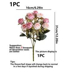 1/3 قطع من الزهور الاصطناعية باقات الورود الحريرية، الفوم الصناعي المزيف للتزيين خلال فصول الربيع والخريف، باقة عروس عيد الحب، ديكورات للمنزل والغرف والحمام والمطبخ في المناسبات والأعياد وأعياد الأمهات وفي الحدائق الخارجية