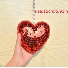 1pc Disco Red Heart Pendant Is Suitable For Wedding Party And Ball Arrangement. - Red - View 4