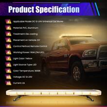 Rainaut 51" 96 LED Emergency Strobe Light Bar, Amber Emergency Beacon Warn Tow Truck Response Light With 15 Flashing Modes + 1 Steady Mode Switch Control For 12V- 24V Truck Vehicle