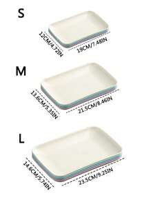 4pcs/Set Rectangular Plastic Plates, Four Colors, Nordic Style Creatively Designed Serving Tray For Appetizers, Cakes And Fruits,Kitchen,Christmas Gift - Multicolor - View 12