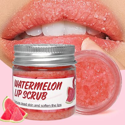 25g Exfoliante de labios de sandía, con fragancia rica a sandía, elimina las escamas de los labios, suaviza la piel de los labios, hidratación natural, nutre los labios, cuidado suave, producto para el cuidado de los labios