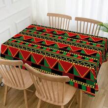 1入組“6月15日快樂”幾何圖案桌布，適用於文化節日，廚房和餐廳節日派對裝飾