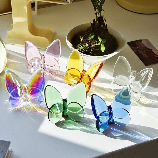 1 Pieza Figura de mariposa de cristal, figura de mariposa voladora, ornamento de mariposa de vidrio, coleccionable de animales de cristal para decoración del hogar, mejor regalo
