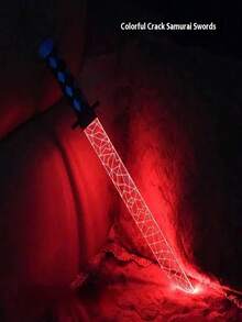 1pc Cracked Warrior Light Up Laser Sword Toy With 7 Color Acrylic Blade & Sheath, Great For Cos - Multicolor - View 6