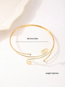 1pc Metal Geometric Hollow Line Open Ring, Fashionable And Exaggerated - Yellow Gold - View 5