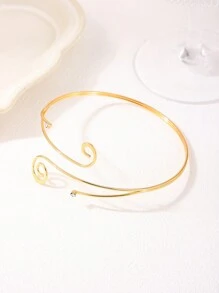 1pc Metal Geometric Hollow Line Open Ring, Fashionable And Exaggerated - Yellow Gold - View 4