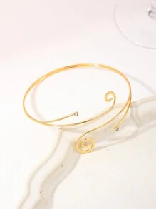 1pc Metal Geometric Hollow Line Open Ring, Fashionable And Exaggerated - Yellow Gold - View 1