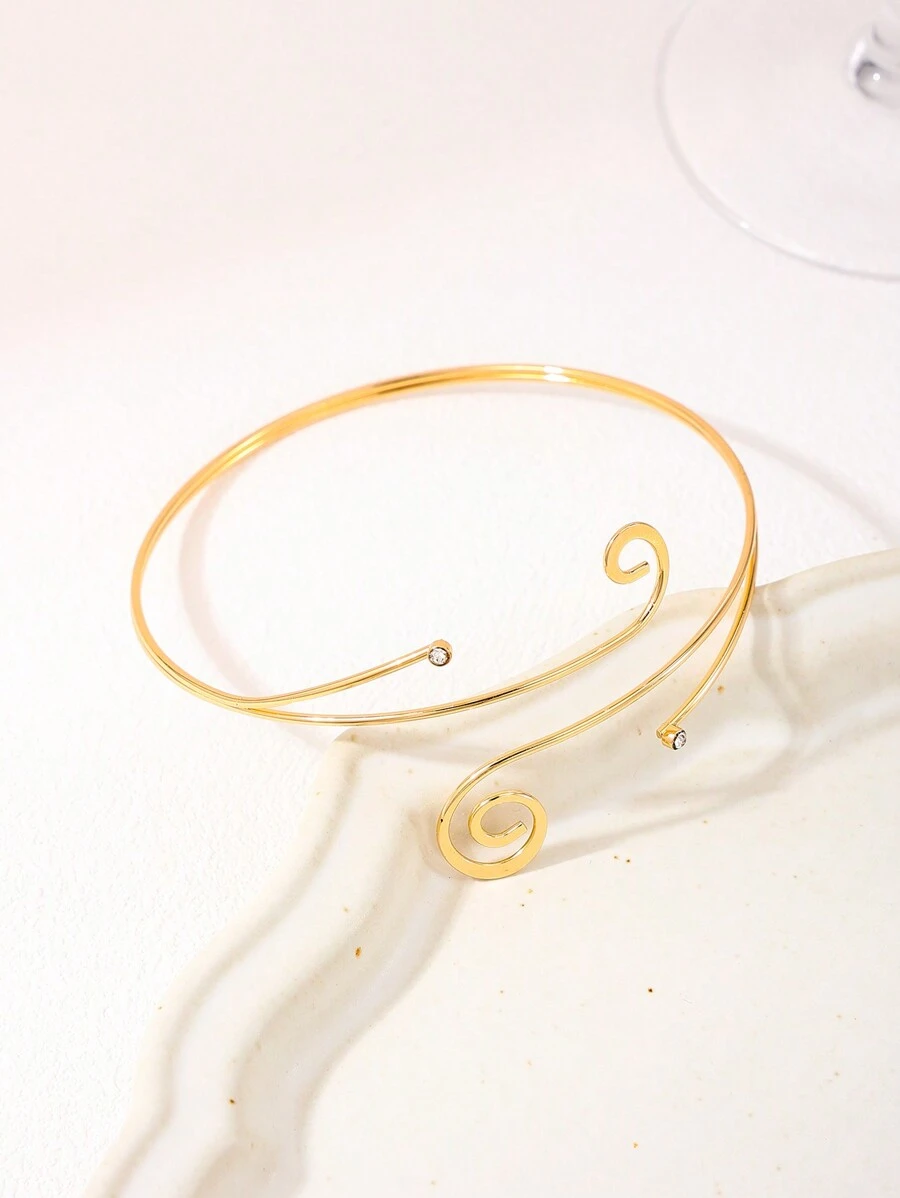 1pc Metal Geometric Hollow Line Open Ring, Fashionable And Exaggerated - Yellow Gold - View 1