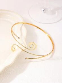 1pc Metal Geometric Hollow Line Open Ring, Fashionable And Exaggerated - Yellow Gold - View 3