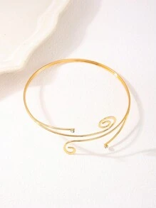 1pc Metal Geometric Hollow Line Open Ring, Fashionable And Exaggerated - Yellow Gold - View 2