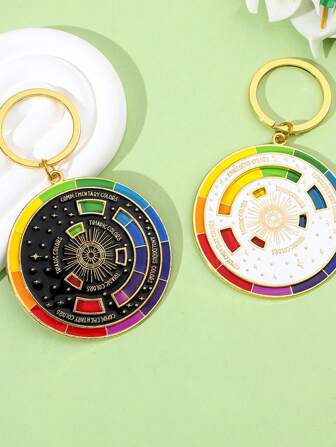 1 pieza Llavero de disco giratorio a color blanco y negro creativo para resolver problemas de combinación de colores, ideal para uso diario en llaves, bolsas, autos, etc. Regalo perfecto para familia, amigos y festividades. Accesorio de coche, dije de bolsa, artículo escolar