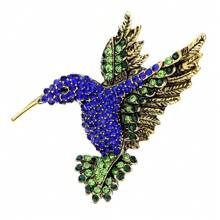 1pc Women's Hummingbird Rhinestone Brooch, Bird Animal Suit Pin Accessory