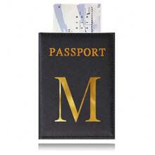Hot Passport Cover PU Leather Card Case For Women  Initials A To Z Letter Pattern Passport Holder Lovers Men Air Plan Travel Passport Sleeve Business Passport Holder ID Cover Unisex Card Slim Passport RFID Card Case Cover Travel Accessories - Black - View 23