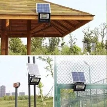 Refletor Led Solar 50w Holofote IP66 Placa Solar Bateria à Prova Dágua com Controle Remoto - Preto - Visão 2