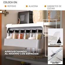 Especieros Moderno Organizador Frascos Base Colgante Cocina - Blanco - Ver 2