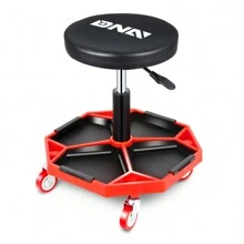 Adjustable Height Pneumatic Garage Seat Rolling Mechanic Stool With Tool Tray Storage - Black - View 1