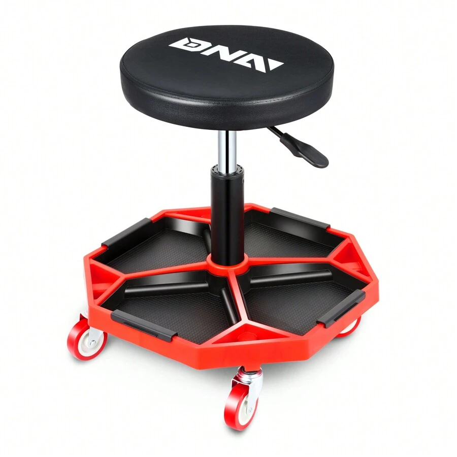 Adjustable Height Pneumatic Garage Seat Rolling Mechanic Stool With Tool Tray Storage - Black - View 1
