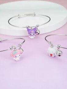 Sanrio Kuromi Cinnamoroll My Melody手鍊，銀色手鍊帶飾品，適合女孩日常佩戴 - 圓手鐲 - 查看 1
