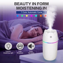 1pc USB Aroma Humidifier Air Mist Colorful Desktop Nightlight, Large Capacity 300ml Air Humidifier, Can Add Essential Oil, Auto-Off When Waterless, Aromatherapy Diffuser For Home, Car, Office, Atmosphere Lamp, Party Gift, Powered By USB - Multicolor - View 2