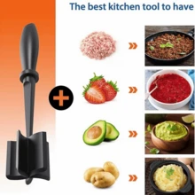1pc Meat Chopper Plus Heat Resistant NylonHandheld Minced Meat Masher, Beef Masher, Non-StickHybrid Chopper, And Potato Masher Tool For HouseholdUse,Meat, Potato, Salad, Tomato Chopper, Rice Mixer, Grinding Shovel,Kitchen,Summer Beach Party,Food,Camping,Organizer,Room Decor,Kitchen Items. - Multicolor - View 4