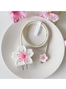 4pcs Colorful Flower Printed Case Set Compatible With Apple 20w Fast Charger And Data Cable Protection Cable Protector, Charger Protector
