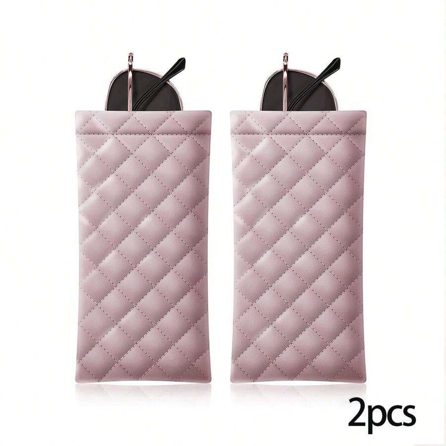 2 Cái Hộp Đựng Kính Mắt Bóp Di Động-Da PU Mềm Túi Đựng Kính Mát, Túi Đựng Điện Thoại Di Động Kính Mát Kính Mắt Người Tổ Chức - Hồng - Xem 1
