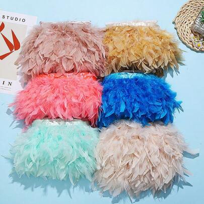 1M/39inch Artificial Colorful Turkey Feathers Trim Ribbon Fringe Crafts DIY Plume Wedding Dress Party Home Decoration