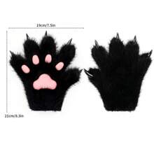 Furry Fur Cat Wolf Fox Dog Fluffy Animal Paws Claws Gloves Mittens Hands Costume Cosplay For Kids Halloween