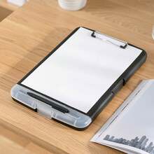 1pc Waterproof A4 Document Box With Pen Slot, Multifunctional Paper Storage Organizer Plastic Clipboard Folder - Multicolor - View 12
