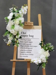 1pc White Rose, White Crystal Ball, Orchid And Baby's Breath Arch Decor For Party, Wedding Celebration