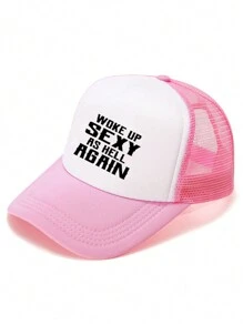 1 pieza Gorra de camionero de moda "WOKE UP SEXY AS AGAIN" con estampado de letras, gorra de béisbol para adultos, gorra de conductor de camión, regalo gracioso para hombres - Multicolor - Ver 9