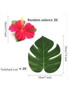 20/40 件人造热带棕榈叶丝绸芙蓉花仿龟背竹仿真叶假叶适用于夏威夷宴会丛林海滩桌派对用品装饰、圣诞节