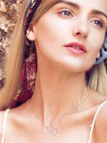 1pc Fashion Simple Elegant Lady Style Silver 26 Letters Large Letter Pendant Necklace