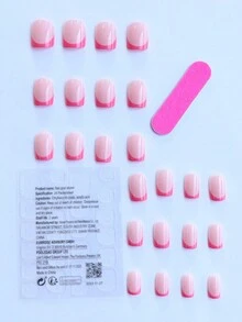 4 Paquetes (96 piezas) de uñas postizas francesas de presión corta, conjunto de uñas falsas de forma cuadrada corta, incluyendo uñas en cuatro colores: blanco, negro, rosa rosa y verde, un archivo de uñas y 2 sets de pegatinas para uñas, adecuado para chicas, madres, regalos de Navidad, Halloween, Acción de Gracias, Día de la Madre y San Valentín. Uñas falsas desmontables, adecuadas para vacaciones, fiestas, citas y uso diario. - Multicolor - Ver 4