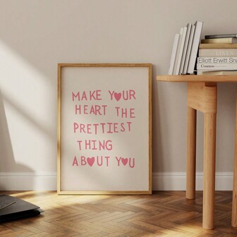 1/3Pcs Heart Quote Print Minimalist Heart Poster Aesthetic Living Room Art Love Wall Decor Feminine Art Print Girly Canvas Painting Optional Frame