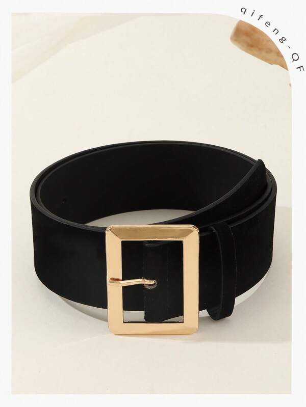 حزام جلد سويدي وبولي يوريثان عريض 1.9 بوصة بطراز بسيط وأنيق، يتناسب مع المعاطف والفساتين والملابس الرسمية في مناسبات الهالوين والخريف