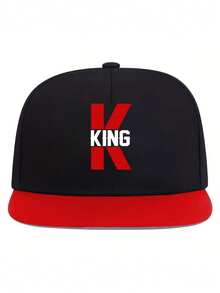 1 pieza Gorra de béisbol estilo hip hop con visera plana y letra impresa "KING QUEEN" en colores contrastantes para parejas, gorra deportiva ajustable - Multicolor - Ver 3