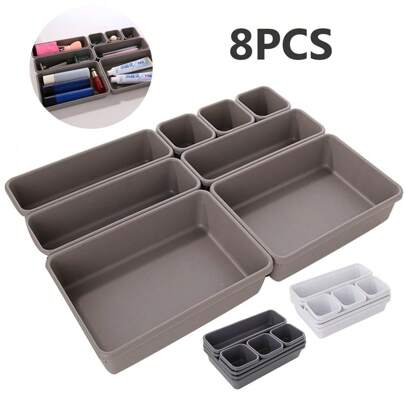 8pcs/Set Adjustable Drawer Organizer Box Trays Make Up Cosmetics Sundries Divider Holder Kitchen Bathroom Closet Jewellery Box  Decorations   Autumn Decor Festival Decor Room Decor Home Decor Fall Decor Bedroom Decor