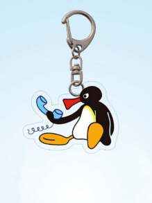 Llavero unisex de pingüino animado lindo, colgante acrílico de Pingu para parejas, amigos, mochilas y llaves