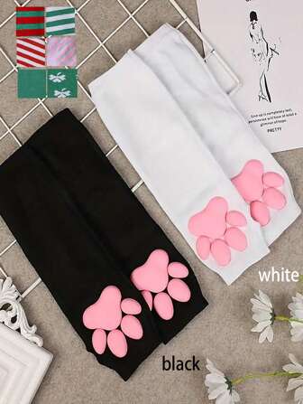 1pair Unisex Cat Paw Sleeve With 3d Simulation Meat Pad, Cosplay Catwoman AccessoriesCold Gloves Y2k