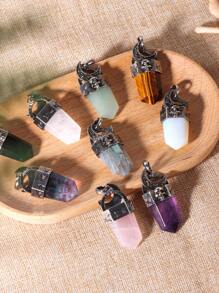 1pc Vintage Natural Stone Crystals Necklace For Men Women Reiki Moon Charm Sword Shape Pendant Healing Black Obsidian Labradorite Opal Fluorite Labradorite Crystal Healing Reiki Halloween Jewelry Gifts H464 - Necklace - View 3
