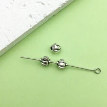 Bộ 50 Hạt Cổ Bạc Rời Hợp Kim Miếng Đệm Hạt Có Lỗ Mũ Hạt Kim Loại Hạt Bạc Cổ Miếng Đệm Thủ Công Cho Vòng Tay Vòng Cổ Hàng Thủ Công Trang Sức DIY Craft - Màu Bạc Cổ - Xem 25