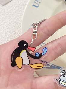 Llavero unisex de pingüino animado lindo, colgante acrílico de Pingu para parejas, amigos, mochilas y llaves