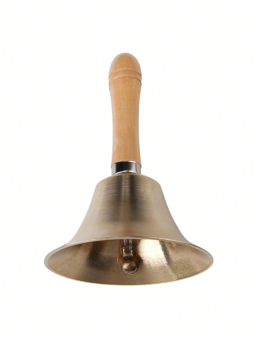Super Loud Solid Brass Hand Call Bell,Extra Loud Bell Large Hand Bell Solid Brass Call Bell With Wooden Handle School Bells Dinner Bell Loud Ringing Bell Service Bell Servant Bell Bells Sell Celebration Bells Attention Bell - Gold - View 1