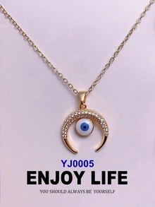 สร้อยคอตาปีศาจใหม่ปี 2024 จี้โซ่ไหปลาร้าไม่ซีดจางสำหรับผู้หญิงทำจากเหล็กไทเทเนียมเคลือบทอง 18K ประดับด้วยเพชรหลากสีและเซอร์โคเนียเหมาะสำหรับแฟชั่นฮิปฮอปที่หรูหราและลึกลับ - ดวงตาปีศาจสีเงินสีทอง - ดู 2